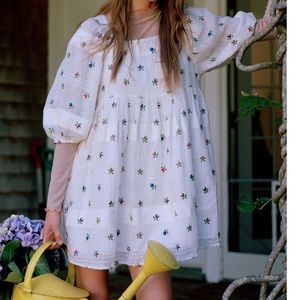 Kimchi Blue Rosebud Babydoll Dress White Floral Size small